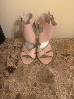 Michael Antonio Blush Pink Patent Strappy High Heels